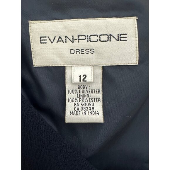 Evan Picone Navy Blue V-Neck Short Sleeve Lined Sheath Size 12 Office Career - Picture 6 of 7